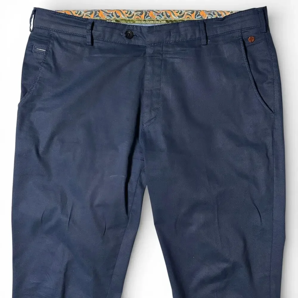 Meyer Bonn Pants Mens Size 37x30 (97/86) Blue Stretch Chino Casual